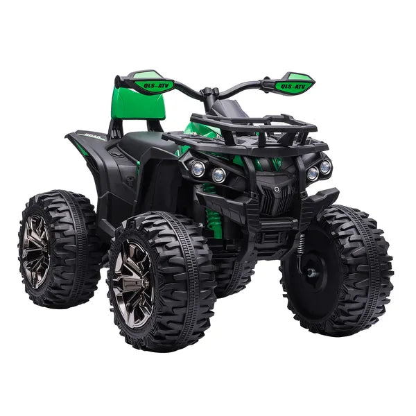 Electric Cars for Kids 12V with Music Realistic Headlights Wide Wheels Rechargeable Battery Green - product image 1