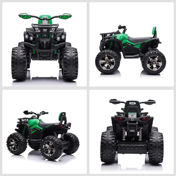 Electric Cars for Kids 12V with Music Realistic Headlights Wide Wheels Rechargeable Battery Green - product image 8