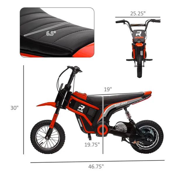 Electric Dirt Bike with Twist Grip Throttle, 24V 350W Off-Road Electric Motorcycle with Brake, Music Horn, for Ages 13+ Years, Red - product image 3