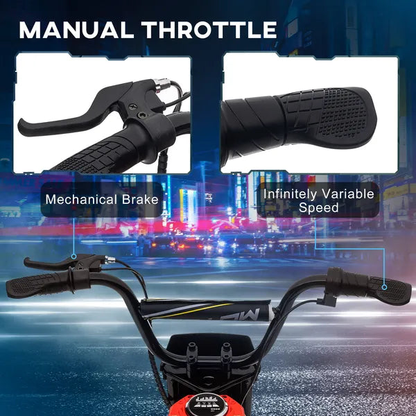 Electric Dirt Bike with Twist Grip Throttle, 24V 350W Off-Road Electric Motorcycle with Brake, Music Horn, for Ages 13+ Years, Red - product image 4