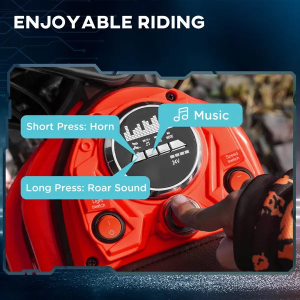 Electric Dirt Bike with Twist Grip Throttle, 24V 350W Off-Road Electric Motorcycle with Brake, Music Horn, for Ages 13+ Years, Red - product image 7