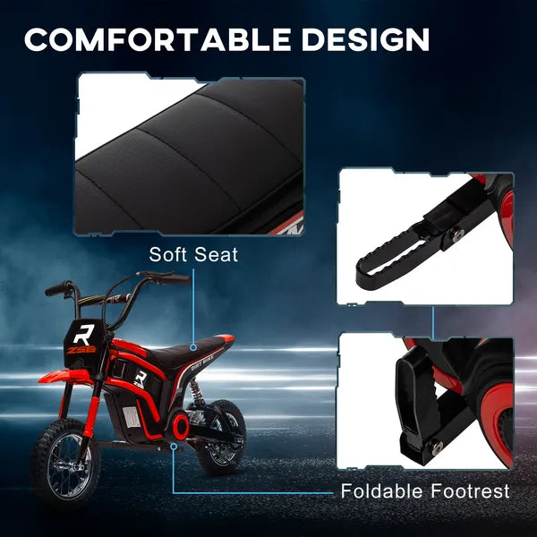 Electric Dirt Bike with Twist Grip Throttle, 24V 350W Off-Road Electric Motorcycle with Brake, Music Horn, for Ages 13+ Years, Red - product image 9