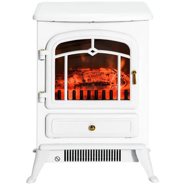 HOMCOM Electric Fireplace Heater White with Realistic LED Log Flames Overheating Safety 750/1500W - product image 9