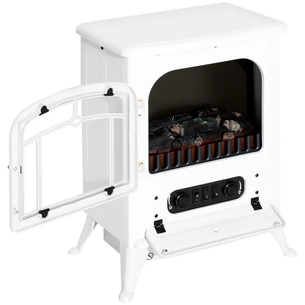 HOMCOM Electric Fireplace Heater White with Realistic LED Log Flames Overheating Safety 750/1500W - product image 10