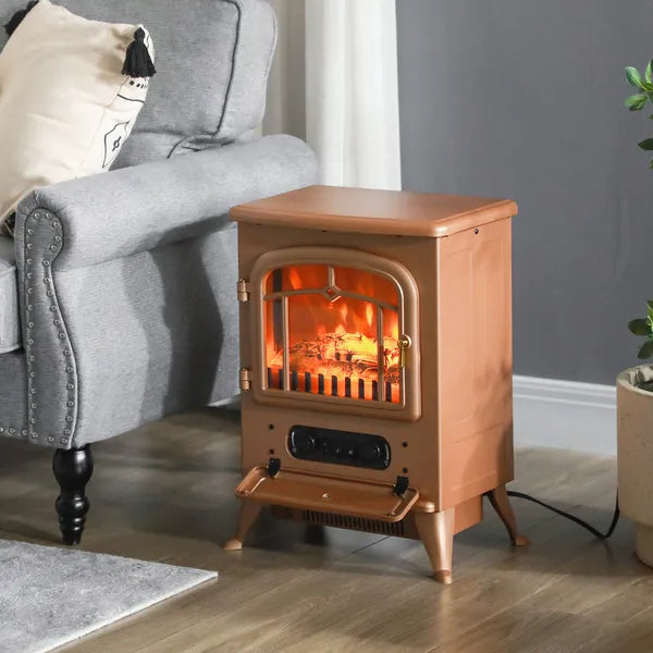 Electric Freestanding Fireplace Stove with Realistic LED Flames and Logs, 750W/1500W, Dark Brown - product image 10