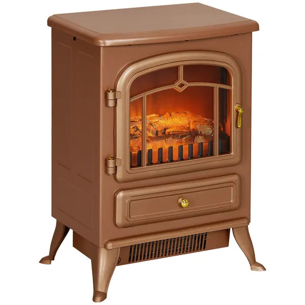 Electric Freestanding Fireplace Stove with Realistic LED Flames and Logs, 750W/1500W, Dark Brown - product image 11