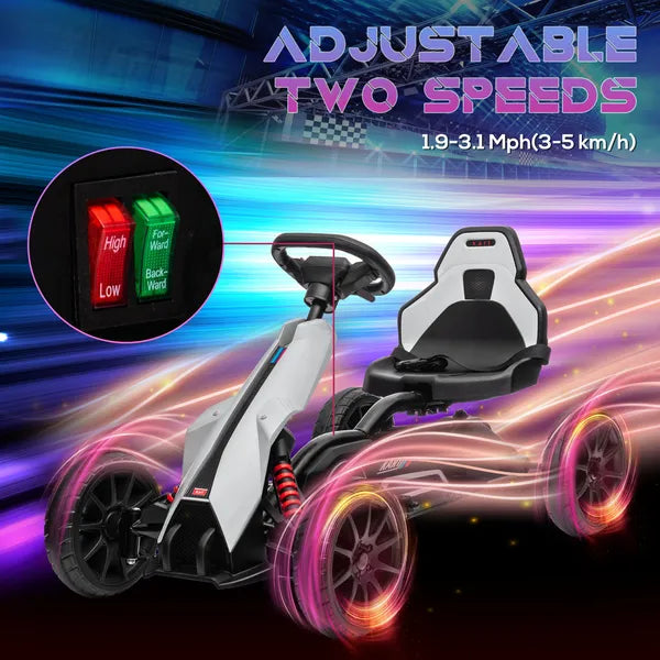 Electric Go Kart for Kids, 12V Adjustable Speed,  White - product image 5