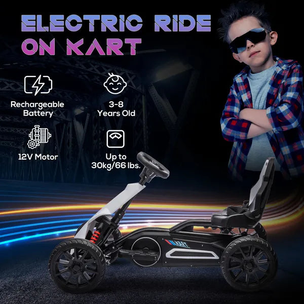Electric Go Kart for Kids, 12V Adjustable Speed,  White - product image 4