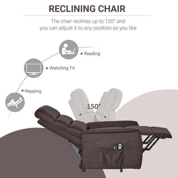 Power Lift Recliner Chair with Heat and Vibration Massage, Brown - product image 4
