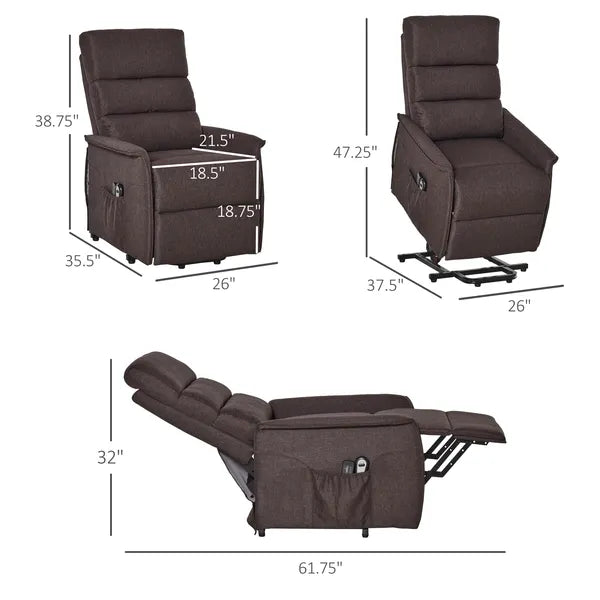 Power Lift Recliner Chair with Heat and Vibration Massage, Brown - product image 3