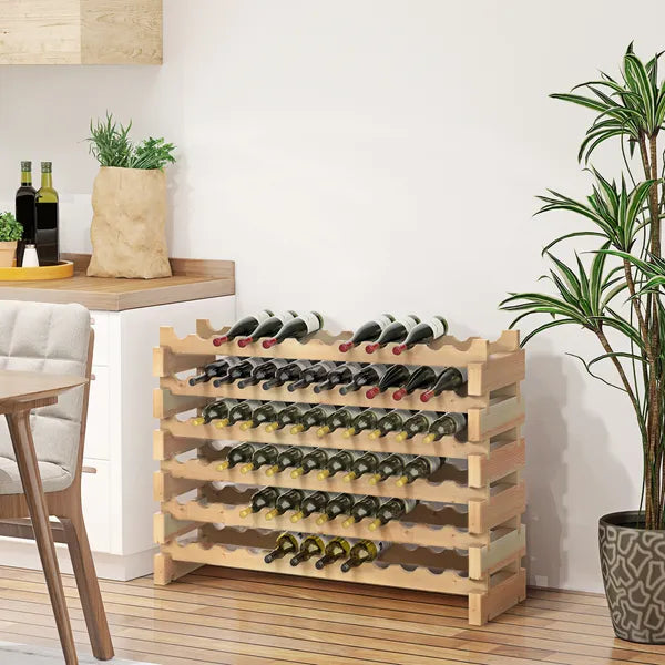 72-Bottle Wooden Wine Rack, Stackable Storage, Natural Wood Finish, for Kitchen or Cellar - product image 2