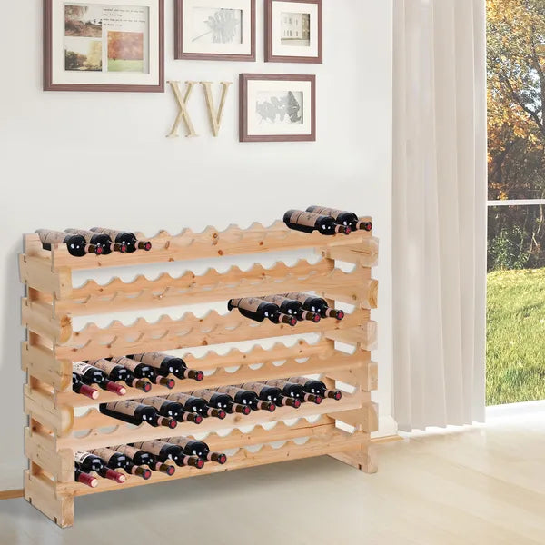72-Bottle Wooden Wine Rack, Stackable Storage, Natural Wood Finish, for Kitchen or Cellar - product image 10