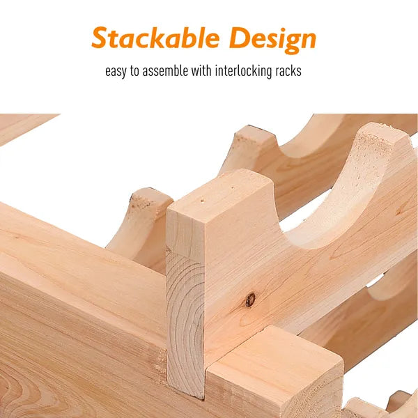 72-Bottle Wooden Wine Rack, Stackable Storage, Natural Wood Finish, for Kitchen or Cellar - product image 7