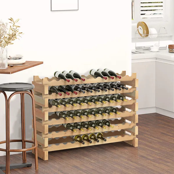 72-Bottle Wooden Wine Rack, Stackable Storage, Natural Wood Finish, for Kitchen or Cellar - product image 4