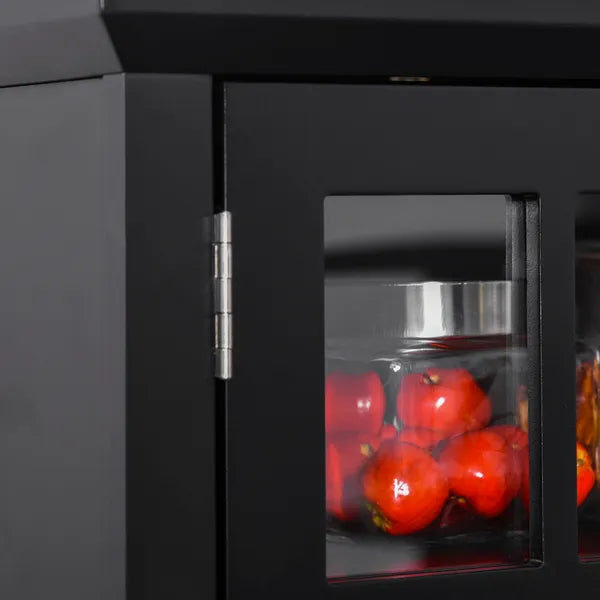 Kitchen Buffet with Hutch, Pantry Storage Cabinet with Framed Glass Door, Drawer, Microwave Space, Black - product image 8