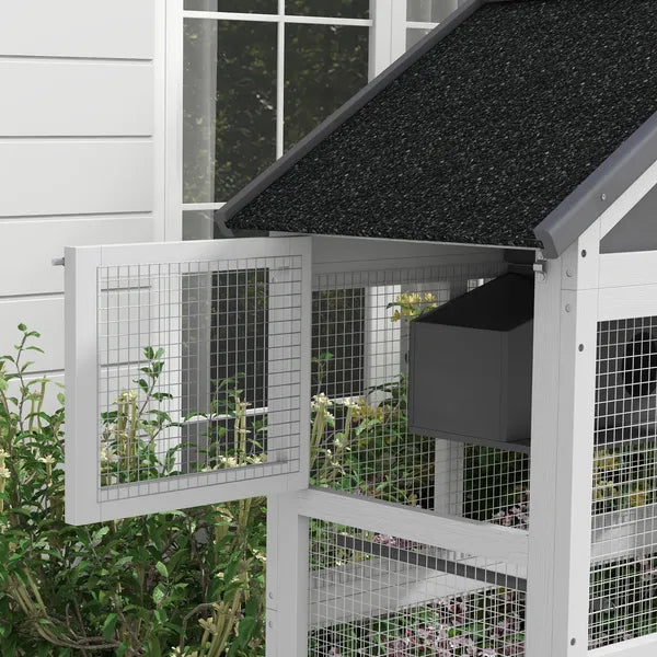 Wooden Bird Aviary with Slide-Out Tray Ladder Perches for Finches Parakeets Cozy Gray - product image 8