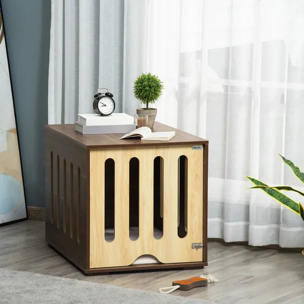 Wooden Pet Crate Table with Plush Cushion, Side Entry, Removable Door, Brown - product image 10