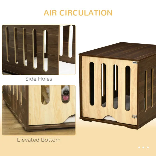 Wooden Pet Crate Table with Plush Cushion, Side Entry, Removable Door, Brown - product image 8