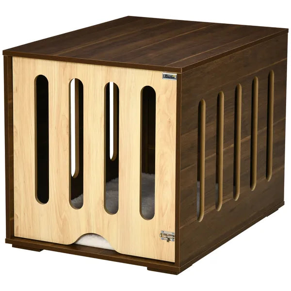 Wooden Pet Crate Table with Plush Cushion, Side Entry, Removable Door, Brown - product image 11
