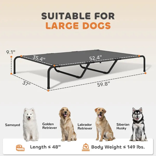 PawHut Elevated Dog Bed for Large Breeds Gray 60"L - product image 3