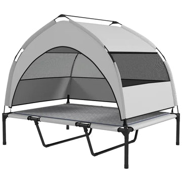 Elevated Dog Bed with Removable Canopy, Portable Outside Raised Pet Cot with Cooling Pad, Storage Bag, 42" x 30" x 37" - product image 1
