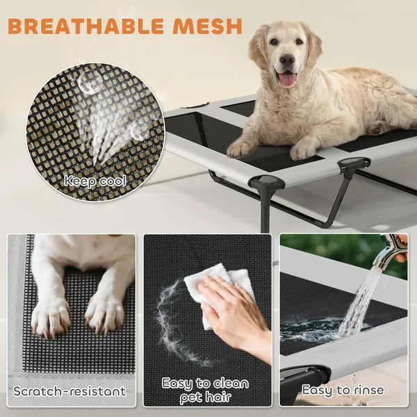 Elevated Dog Bed with Removable Canopy, Portable Outside Raised Pet Cot with Cooling Pad, Storage Bag, 42" x 30" x 37" - product image 7