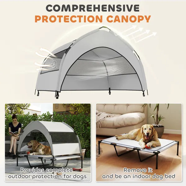 Elevated Dog Bed with Removable Canopy, Portable Outside Raised Pet Cot with Cooling Pad, Storage Bag, 42" x 30" x 37" - product image 5