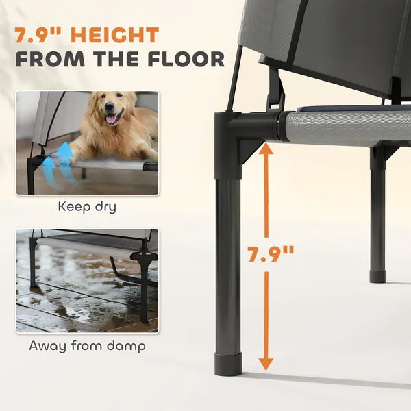 Elevated Dog Bed with Removable Canopy, Portable Outside Raised Pet Cot with Cooling Pad, Storage Bag, 42" x 30" x 37" - product image 6