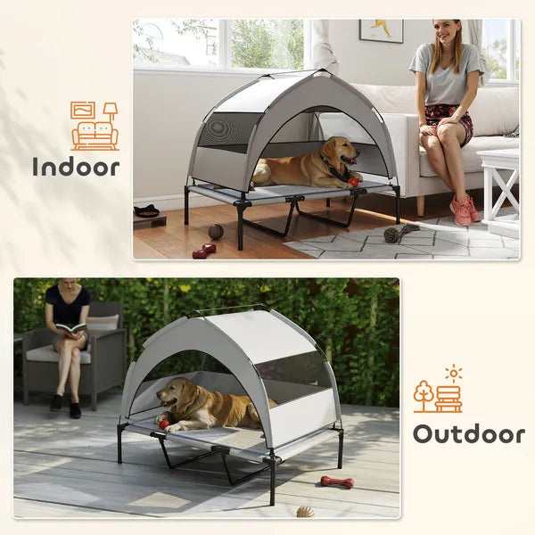 Elevated Dog Bed with Removable Canopy, Portable Outside Raised Pet Cot with Cooling Pad, Storage Bag, 42" x 30" x 37" - product image 8