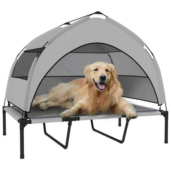 Elevated Dog Bed with Removable Canopy, Portable Outside Raised Pet Cot with Cooling Pad, Storage Bag, 42" x 30" x 37" - product image 11