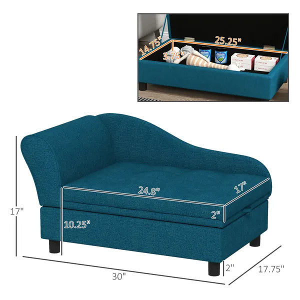 PawHut Elevated Dog Bed with Storage Space and Soft Cushion Dark Blue - product image 3