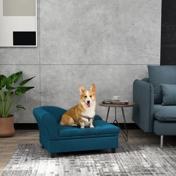 PawHut Elevated Dog Bed with Storage Space and Soft Cushion Dark Blue - product image 2