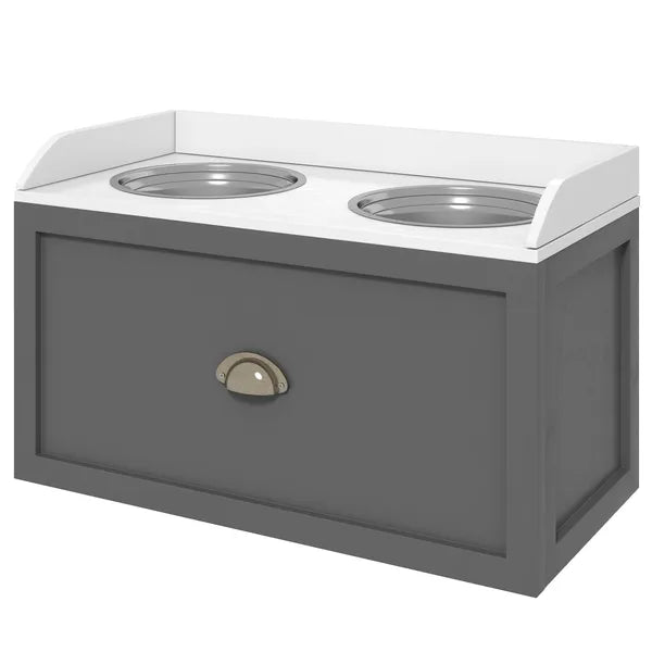 Elevated Dog Bowl Station with Storage Drawer 21L Capacity and 2 Stainless Bowls Gray - product image 11