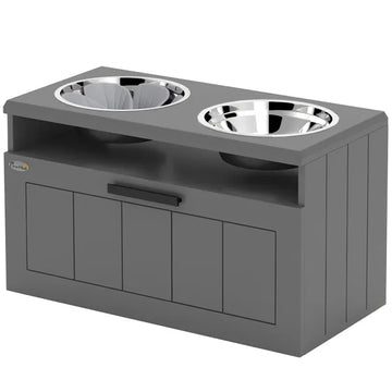 Elevated Dog Bowls, Large Breed Raised Dogs Bowl Stand with 2 Stainless Steel Bowls, Storage Drawer and Slow Feeder Mat - product image 1