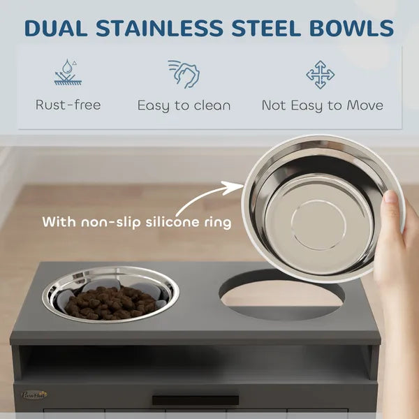 Elevated Dog Bowls, Large Breed Raised Dogs Bowl Stand with 2 Stainless Steel Bowls, Storage Drawer and Slow Feeder Mat - product image 7