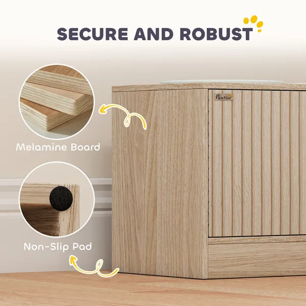 PawHut Elevated Dog Bowls with Storage Cabinet, 2 Stainless Steel Bowls, Slow Feeder, Dog Feeding Station for Large Dogs, Oak - product image 8