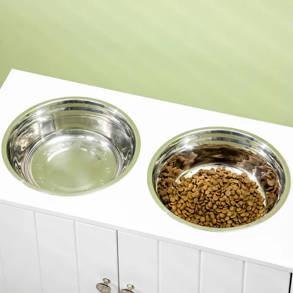 PawHut Elevated Dog Bowls with Storage Cabinet, Large 44L Capacity, Raised Dog Bowl Stand, Pet Food Bowl Feeding Station, White - product image 8