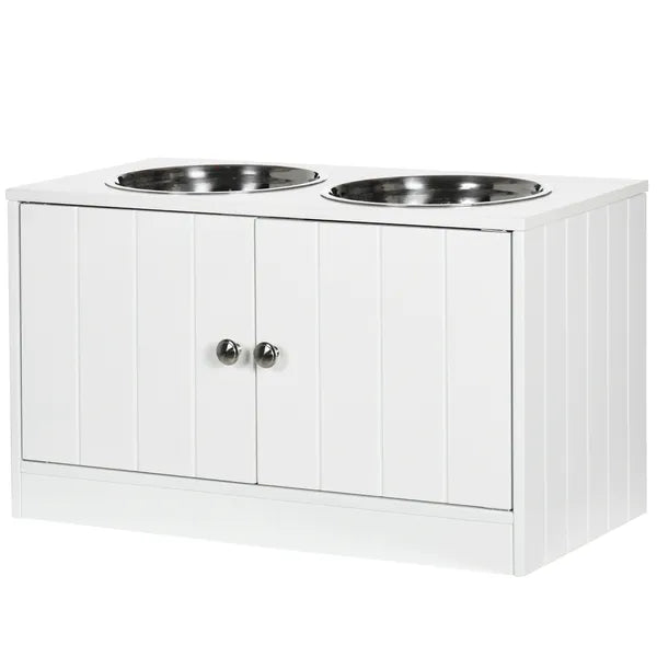 PawHut Elevated Dog Bowls with Storage Cabinet, Large 44L Capacity, Raised Dog Bowl Stand, Pet Food Bowl Feeding Station, White - product image 11