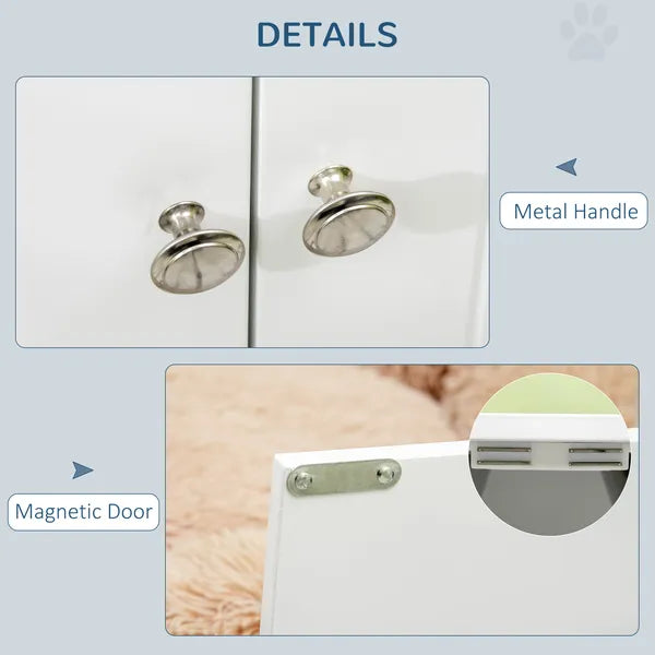 PawHut Elevated Dog Bowls with Storage Cabinet, Large 44L Capacity, Raised Dog Bowl Stand, Pet Food Bowl Feeding Station, White - product image 6