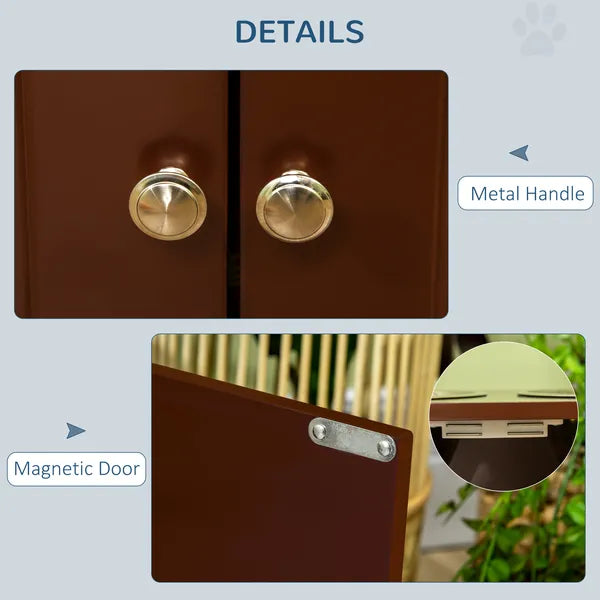 PawHut Elevated Dog Bowls with Storage Cabinet, Raised Dog Bowl Stand Pet Food Bowl Dog Feeding Station, Brown - product image 6