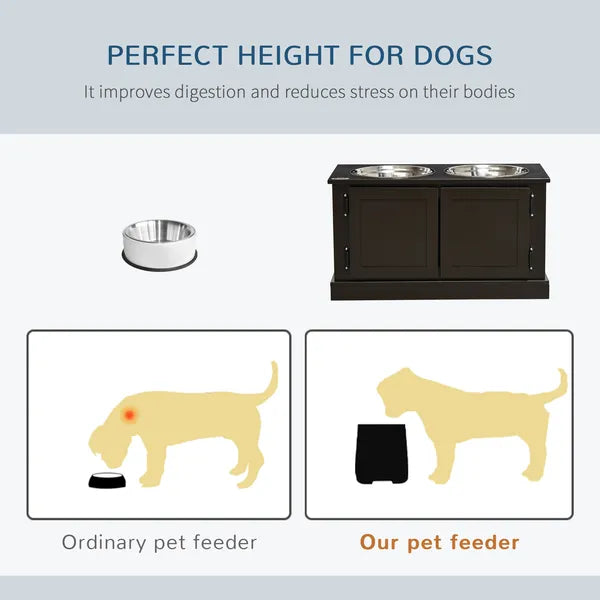 Elevated Dog Bowls with Storage, Two Stainless Steel Bowls for Large Dogs, Coffee - product image 7