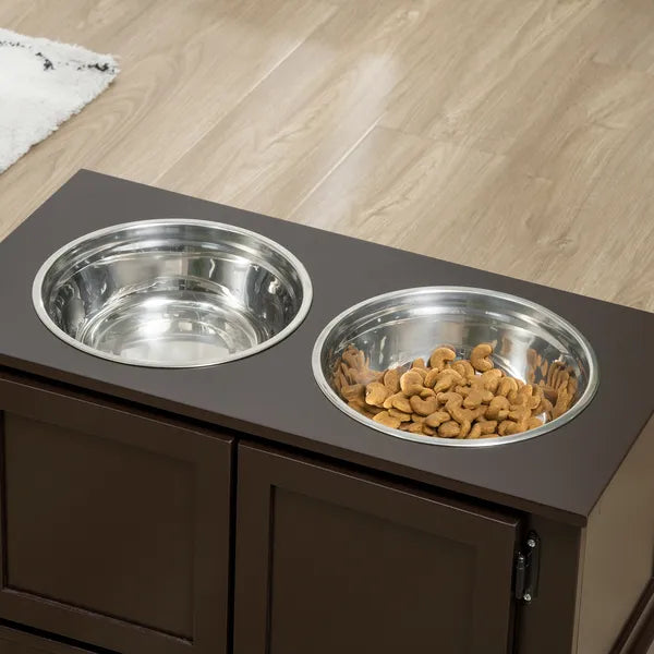 Elevated Dog Bowls with Storage, Two Stainless Steel Bowls for Large Dogs, Coffee - product image 8