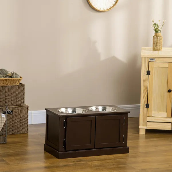 Elevated Dog Bowls with Storage, Two Stainless Steel Bowls for Large Dogs, Coffee - product image 10