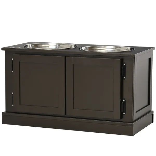 Elevated Dog Bowls with Storage, Two Stainless Steel Bowls for Large Dogs, Coffee - product image 1