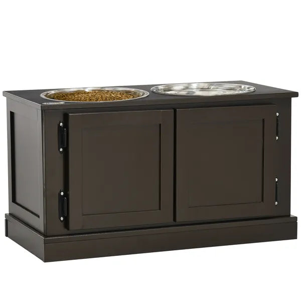 Elevated Dog Bowls with Storage, Two Stainless Steel Bowls for Large Dogs, Coffee - product image 11