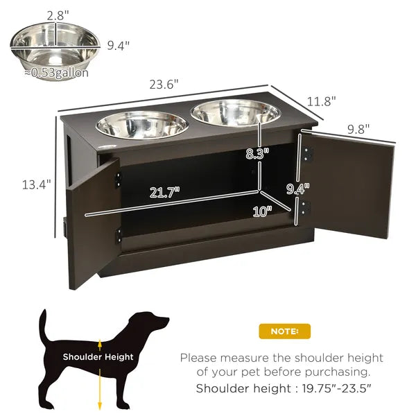 Elevated Dog Bowls with Storage, Two Stainless Steel Bowls for Large Dogs, Coffee - product image 3