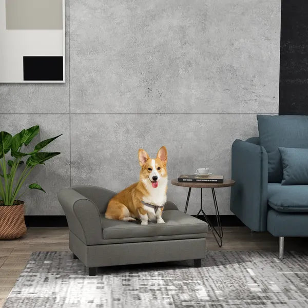 Elevated Dog Sofa Pet Bed with Storage Soft Cushion for Small Medium Dogs Gray - product image 2