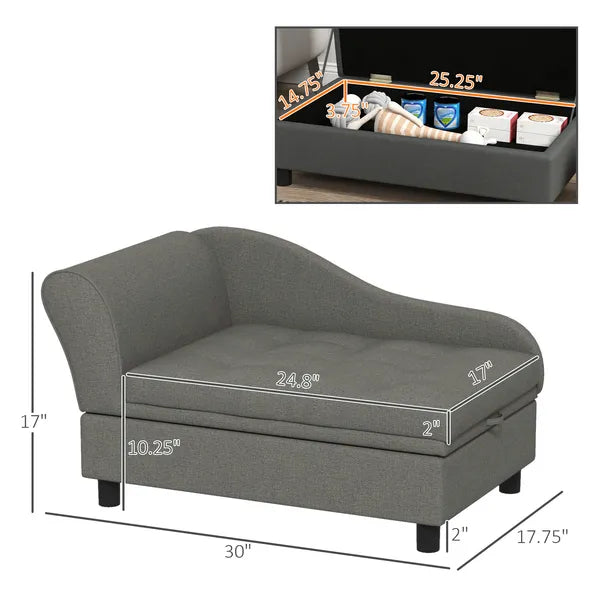 Elevated Dog Sofa Pet Bed with Storage Soft Cushion for Small Medium Dogs Gray - product image 3