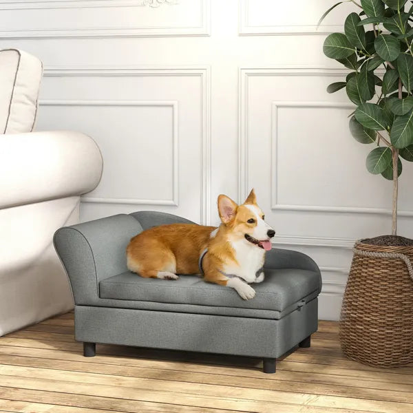 Elevated Dog Sofa Pet Bed with Storage Soft Cushion for Small Medium Dogs Gray - product image 10