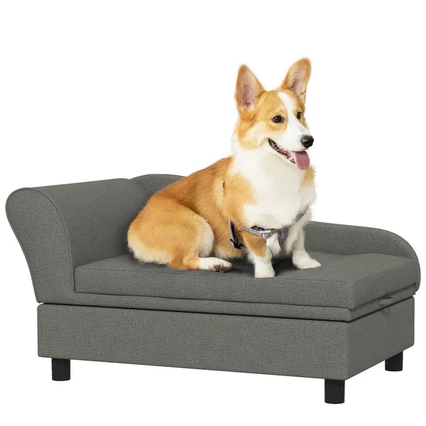 Elevated Dog Sofa Pet Bed with Storage Soft Cushion for Small Medium Dogs Gray - product image 11